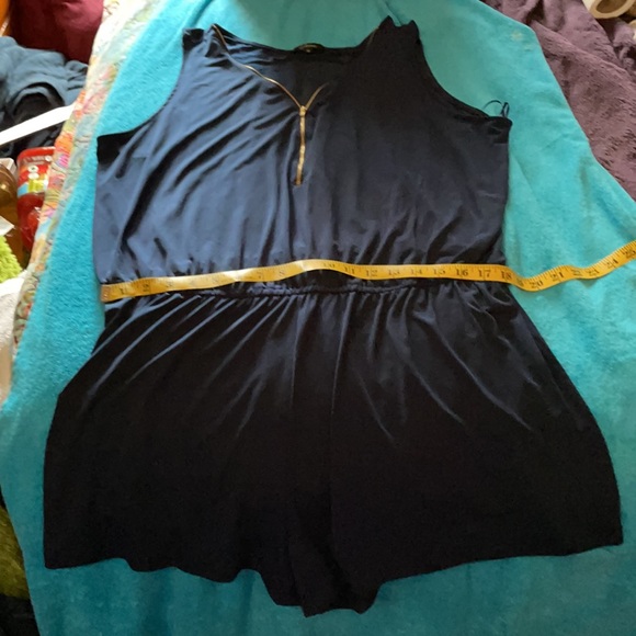 Ambiance Navy Blue Romper with Gold Zipper 3X - Picture 2 of 7